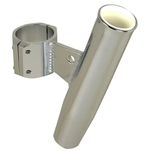 Aluminum Vertical Clamp-On Rod Holder, Fits 1.90" Measured Outside Diameter Silver Aluminum Vertical Clamp-On Rod Holder, Fits 1.90" Measured Outside Diameter Silver