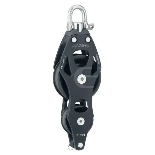 80 mm Aluminum Element Fiddle Block with Becket and Swivel Shackle 80 mm Aluminum Element Fiddle Block with Becket and Swivel Shackle