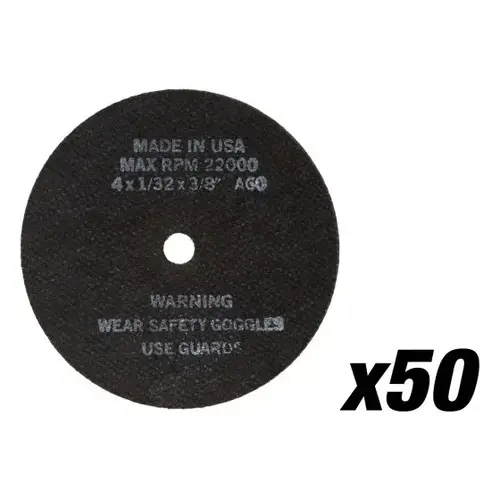 4" Cut-Off Wheels, 4" x 1/32" x 3/8", 50 per Box 4" Cut-Off Wheels, 4" x 1/32" x 3/8", 50 per Box