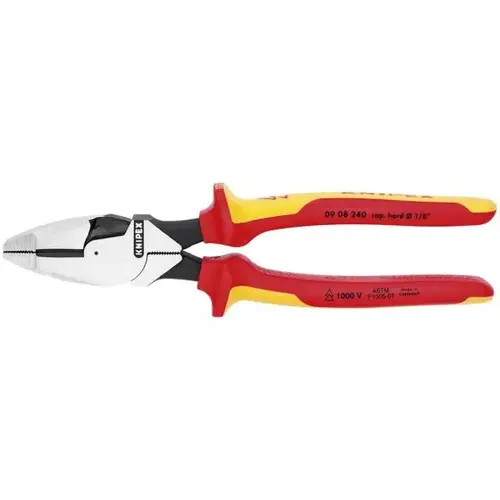 High Leverage Lineman's Pliers New England Head-1000V, 9.5", Comfort Grip, Bulk High Leverage Lineman's Pliers New England Head-1000V, 9.5", Comfort Grip, Bulk