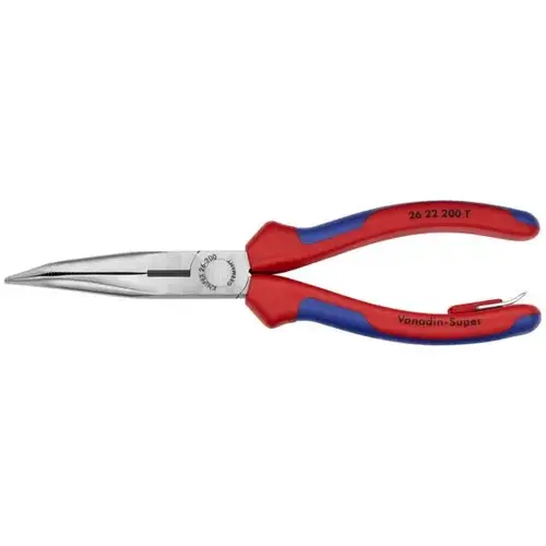 Long Nose 40 degree Angled Pliers with Cutter-Tethered Attachment, 8", Comfort Grip Long Nose 40 degree Angled Pliers with Cutter-Tethered Attachment, 8", Comfort Grip