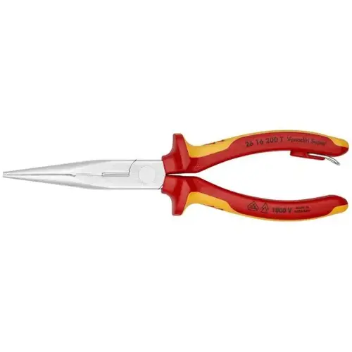Long Nose Pliers with Cutter-1000V-Tethered Attachment, 8", Comfort Grip, VDE Long Nose Pliers with Cutter-1000V-Tethered Attachment, 8", Comfort Grip, VDE
