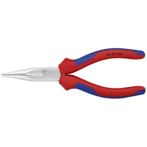 Long Nose Pliers with Cutter, 6.25", Comfort Grip, Chrome Plated Long Nose Pliers with Cutter, 6.25", Comfort Grip, Chrome Plated