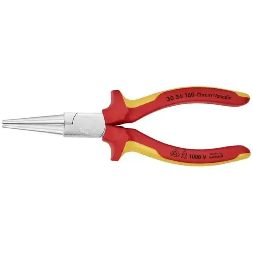 Long Nose Pliers-Round Tips-1000V, 6.25" Long Nose Pliers-Round Tips-1000V, 6.25"