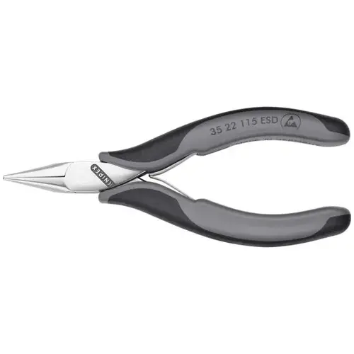 Electronics Pliers-Half Round Tips, ESD, 4.5", Comfort Grip, Half-round Jaws Electronics Pliers-Half Round Tips, ESD, 4.5", Comfort Grip, Half-round Jaws