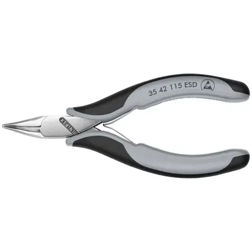 Electronics 45 degree Pliers-Half Round Tips, ESD, 4.5", Comfort Grip, Half-round Jaws Electronics 45 degree Pliers-Half Round Tips, ESD, 4.5", Comfort Grip, Half-round Jaws