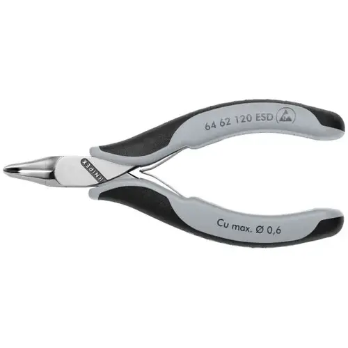Electr End Cutting NippersESD, 4.75", Comfort Grip, SemiFlush Sml Bevel Cut, 65 degree Electr End Cutting NippersESD, 4.75", Comfort Grip, SemiFlush Sml Bevel Cut, 65 degree