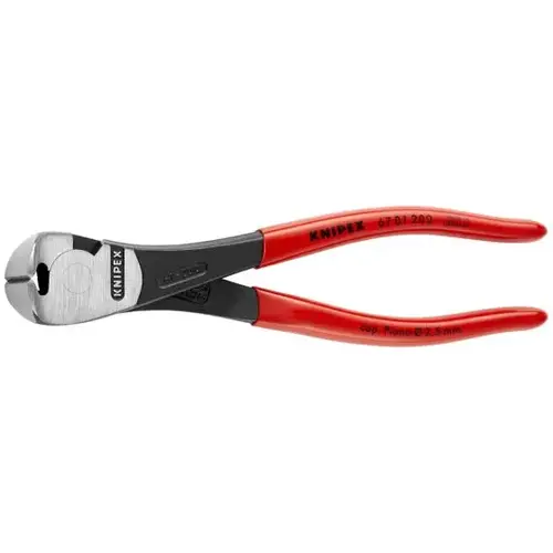 High Leverage End Cutting Nippers, 8", Plastic, Polished High Leverage End Cutting Nippers, 8", Plastic, Polished