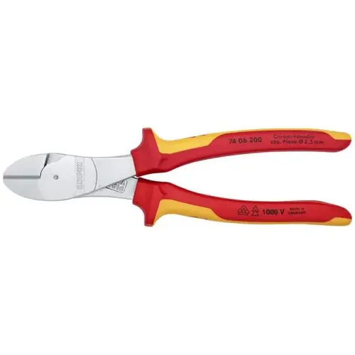 High Leverage Diagonal Cutters-1000V, 8", Comfort Grip, VDE High Leverage Diagonal Cutters-1000V, 8", Comfort Grip, VDE