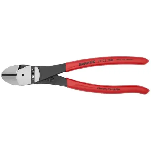 High Leverage 12 degree Angled Diagonal Cutters, 8", Plastic Coating High Leverage 12 degree Angled Diagonal Cutters, 8", Plastic Coating