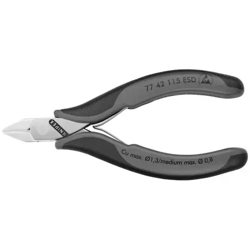 Electronics Diagonal Cutters-ESD, 4.5", Comfort Grip, Flush Cut Electronics Diagonal Cutters-ESD, 4.5", Comfort Grip, Flush Cut