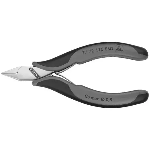 Electronics Diagonal Cutters-ESD, 4.5", Comfort Grip, Semi-flush Small Bevel Cut Electronics Diagonal Cutters-ESD, 4.5", Comfort Grip, Semi-flush Small Bevel Cut