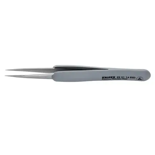 Premium Stainless Steel Precision Tweezers-Pointed Tips-ESD Rubber Handles 4" Premium Stainless Steel Precision Tweezers-Pointed Tips-ESD Rubber Handles 4"