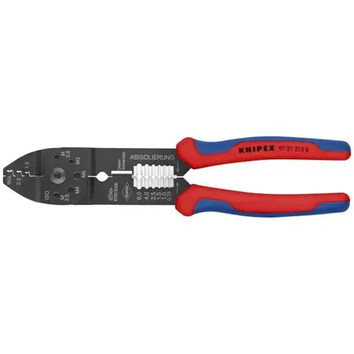 Crimping Pliers, 9", Comfort Grip, F Crimp, 3 Crimp Positions Crimping Pliers, 9", Comfort Grip, F Crimp, 3 Crimp Positions