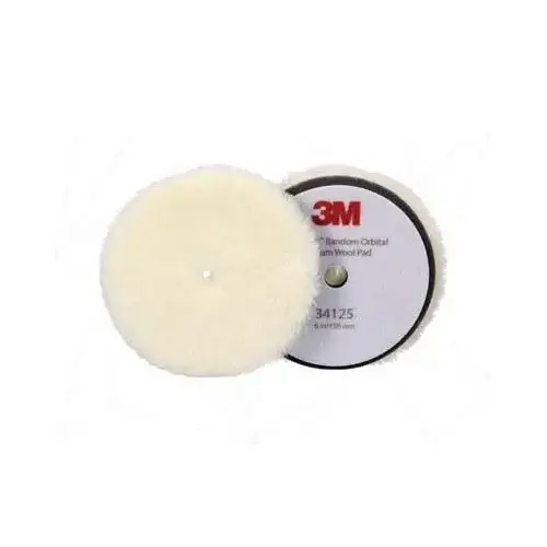 3M Perfect-It 34125 Random Orbital Compounding Pad, 6 in Dia, Medium, Hook and Loop Attachment, Wool Pad, White 3M Perfect-It 34125 Random Orbital Compounding Pad, 6 in Dia, Medium, Hook and Loop Attachment, Wool Pad, White