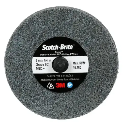 Scotch-Brite Roloc Deburr & Finish PRO Unitized Wheel 6C Medium 3 in x 1/4 in Scotch-Brite Roloc Deburr & Finish PRO Unitized Wheel 6C Medium 3 in x 1/4 in