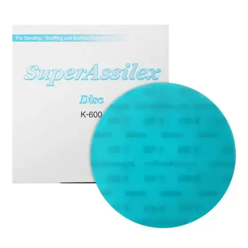 (25)Super Assilex 193-1518 Sanding Disc, 6 in Dia, K600 Grit, Sky, No Holes (25)Super Assilex 193-1518 Sanding Disc, 6 in Dia, K600 Grit, Sky, No Holes