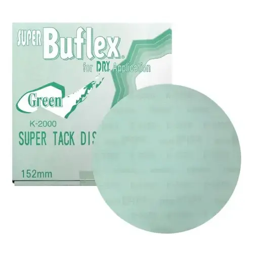 Super Buflex 193-1505, 6 in Disc 2000 Grit, Green, Dry, Hook and Loop, No Holes Super Buflex 193-1505, 6 in Disc 2000 Grit, Green, Dry, Hook and Loop, No Holes