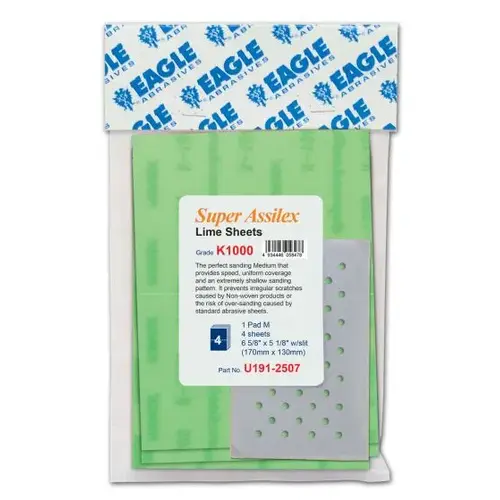 Super Assilex Lime K-1000 Sheets Job-Pak, 4 sheets & Hand Pad M Super Assilex Lime K-1000 Sheets Job-Pak, 4 sheets & Hand Pad M