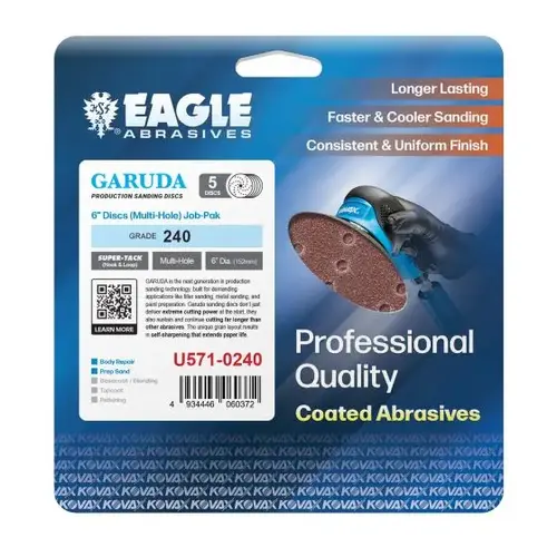 6" GARUDA SUPER TACK DISC-MULTI HOLES, GRIT 240-JOB PAK(5 pcs per pack) 6" GARUDA SUPER TACK DISC-MULTI HOLES, GRIT 240-JOB PAK(5 pcs per pack)