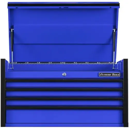 DX Series 41x25 4 Drawer Top Chest 100 lbs Slides Blue with Black Trim DX Series 41x25 4 Drawer Top Chest 100 lbs Slides Blue with Black Trim