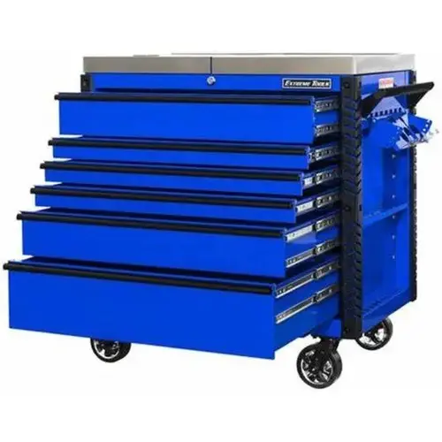 EX TC Series 41X26 6-Drawer SS Sliding Top TC with Bumpers Black with Blue Trim EX TC Series 41X26 6-Drawer SS Sliding Top TC with Bumpers Black with Blue Trim