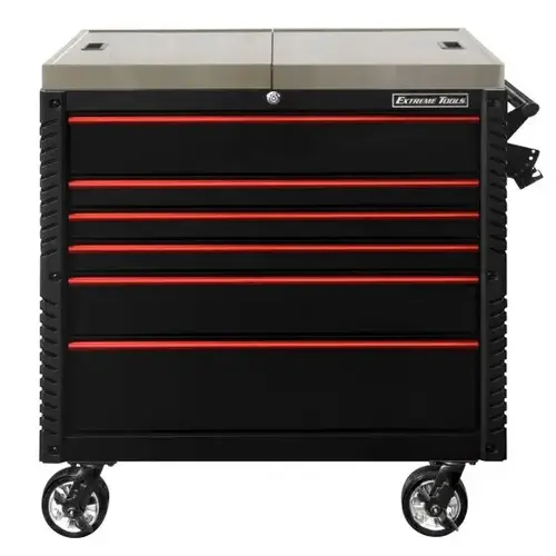 EX TC Series 41X26 6-Drawer SS Sliding Top TC with Bumpers Black with Red Trim EX TC Series 41X26 6-Drawer SS Sliding Top TC with Bumpers Black with Red Trim