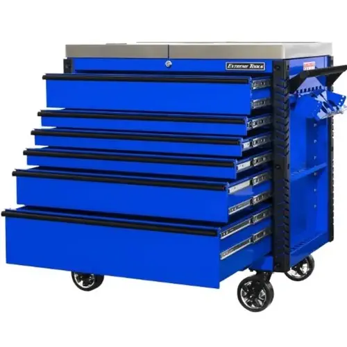 EX TC Series 41X26 6-Drawer SS Sliding Top TC with Bumpers Blue with Black Trim EX TC Series 41X26 6-Drawer SS Sliding Top TC with Bumpers Blue with Black Trim