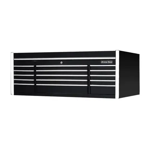 EXQ Series 72x31 15 Drawer Triple Bank Pro Top Chest Black w Chrome Trim EXQ Series 72x31 15 Drawer Triple Bank Pro Top Chest Black w Chrome Trim