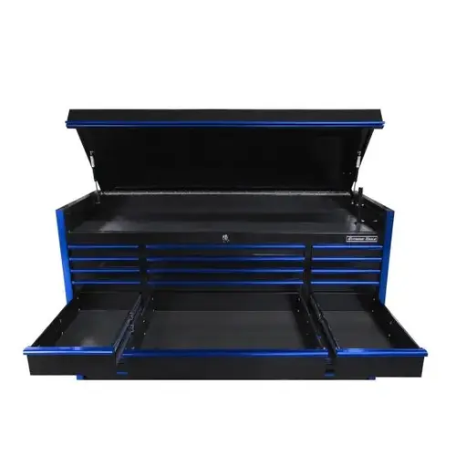 EXQ Series 72x31 15 Drawer Triple Bank Pro Top Chest Blue w Black Trim EXQ Series 72x31 15 Drawer Triple Bank Pro Top Chest Blue w Black Trim