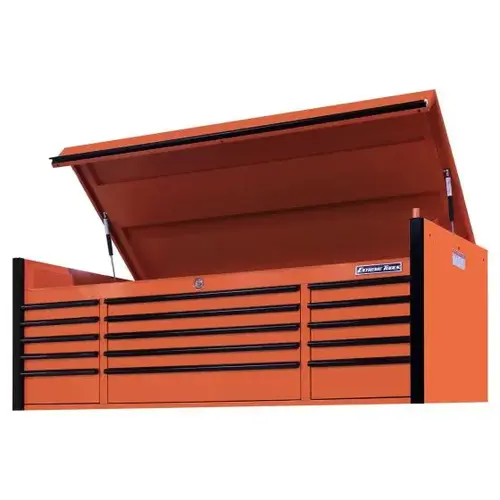 EXQ Series 72x31 15 Drawer Triple Bank Pro Top Chest Orange w Black Trim EXQ Series 72x31 15 Drawer Triple Bank Pro Top Chest Orange w Black Trim