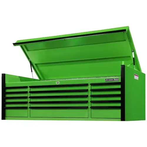 EXQ Series 72x31 15 Drawer Triple Bank Pro Top Chest Green w Black Trim EXQ Series 72x31 15 Drawer Triple Bank Pro Top Chest Green w Black Trim