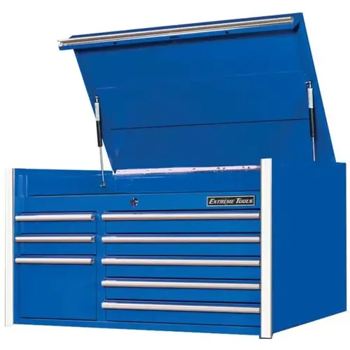 RX Series 41in W x 25in D 8 Drawer Top Chest Blue w Chrome Drawer Trim RX Series 41in W x 25in D 8 Drawer Top Chest Blue w Chrome Drawer Trim