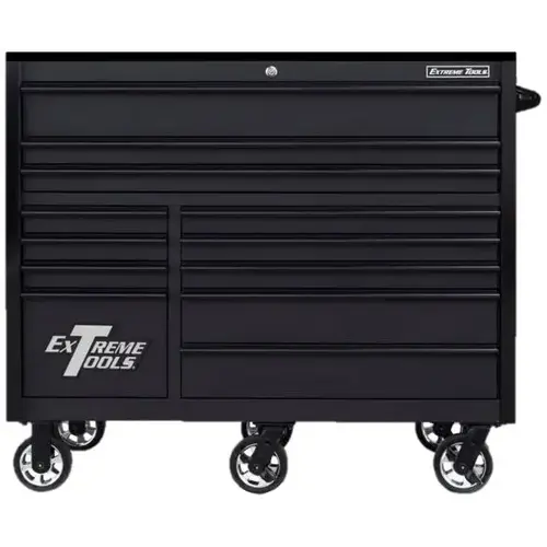 RX Series 55x25 12-Drawer Roll Cab 150 lb Slides Matte Black w Black Trim RX Series 55x25 12-Drawer Roll Cab 150 lb Slides Matte Black w Black Trim