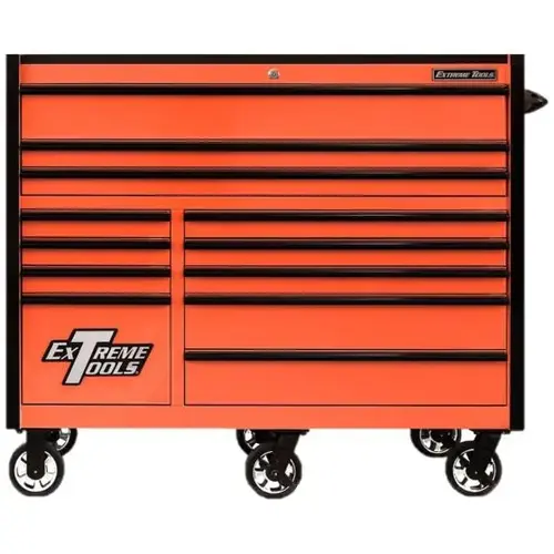 RX Series 55x25 12-Drawer Roll Cab 150 lb Slides Orange w Black Trim RX Series 55x25 12-Drawer Roll Cab 150 lb Slides Orange w Black Trim