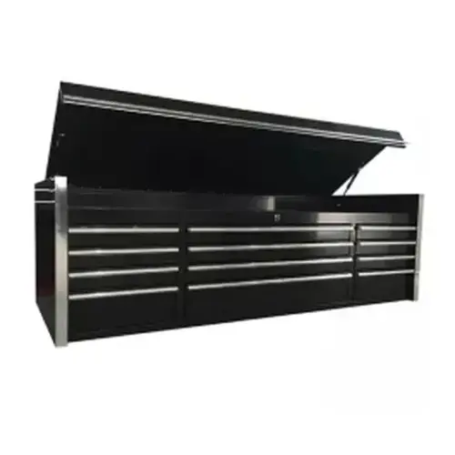 RX Series 72x25 12 Drawer Top Chest 150 lbs. Slides Black w Chrome Trim RX Series 72x25 12 Drawer Top Chest 150 lbs. Slides Black w Chrome Trim