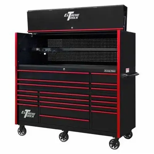 RX Series 72x25 12 Drawer Top Chest 150 lbs. Slides Black w Red Trim RX Series 72x25 12 Drawer Top Chest 150 lbs. Slides Black w Red Trim