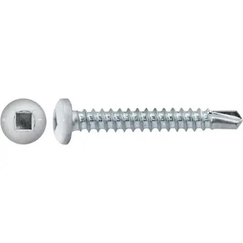 #6 X 1" SQUARE PAN SELF-DRILLING TEK ZINC WHITE PAINTED HEAD #6 X 1" SQUARE PAN SELF-DRILLING TEK ZINC WHITE PAINTED HEAD