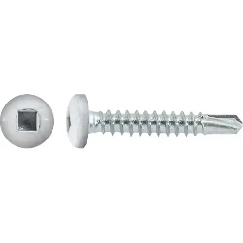 #8 X 1" SQUARE PAN SELF-DRILLING TEK ZINC WHITE PAINTED HEAD #8 X 1" SQUARE PAN SELF-DRILLING TEK ZINC WHITE PAINTED HEAD