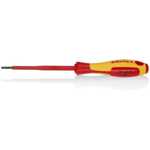 Slotted Screwdriver, 4"-1000V, 7/64" tip, 8", Comfort Grip, VDE Slotted Screwdriver, 4"-1000V, 7/64" tip, 8", Comfort Grip, VDE