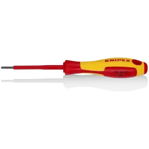 Slotted Screwdriver, 3" 1000V, 3/32" tip, 7", Comfort Grip, VDE Slotted Screwdriver, 3" 1000V, 3/32" tip, 7", Comfort Grip, VDE