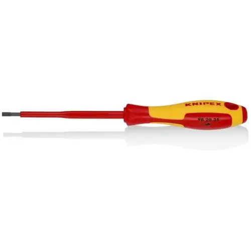 Slotted Screwdriver, 4"-1000V, 1/8" tip, 8", Comfort Grip, VDE Slotted Screwdriver, 4"-1000V, 1/8" tip, 8", Comfort Grip, VDE