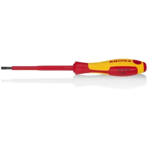 Slotted Screwdriver, 4"-1000V, 5/32" tip, 8", Comfort Grip, VDE Slotted Screwdriver, 4"-1000V, 5/32" tip, 8", Comfort Grip, VDE