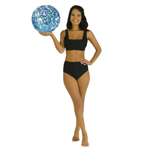PoolCandy Beach Ball, 13-3/4 in Dia, PVC, Aqua Glitter PoolCandy Beach Ball, 13-3/4 in Dia, PVC, Aqua Glitter