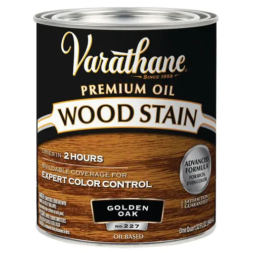Wood Stain Semi-Transparent Golden Oak Oil-Based Urethane Modified Alkyd 1 qt Golden Oak Wood Stain Semi-Transparent Golden Oak Oil-Based Urethane Modified Alkyd 1 qt Golden Oak