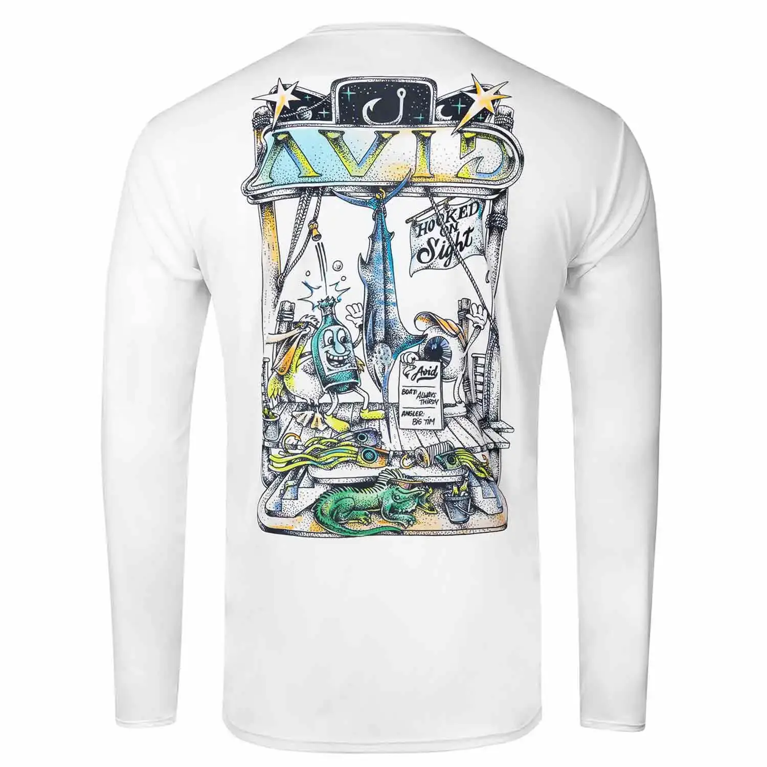 AVID SPORTSWEAR Mens Avidry Cosmic Docktales Shirt MK25014-WHT-LG AVID SPORTSWEAR Mens Avidry Cosmic Docktales Shirt MK25014-WHT-LG