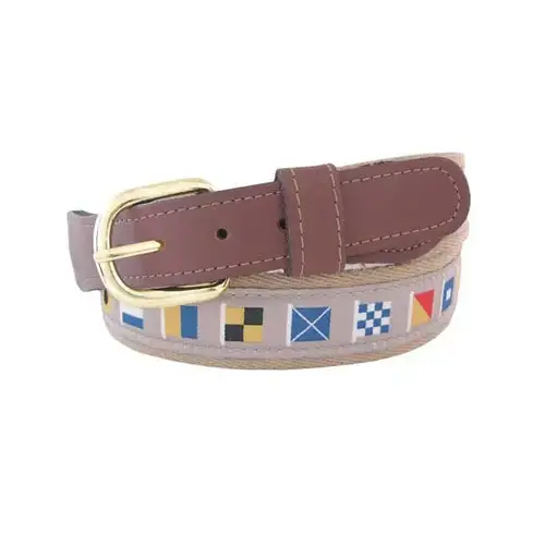 Men's Code Flag Ribbon Belt, Natural, 36 Beige Men's Code Flag Ribbon Belt, Natural, 36 Beige