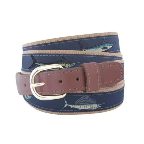 Men's Billfish Slam Ribbon Belt Navy Men's Billfish Slam Ribbon Belt Navy