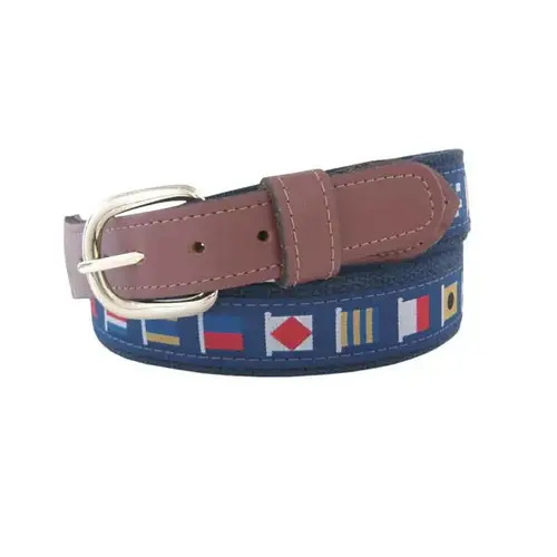 Men's Code Flags Ribbon Belt, Navy, 38 Men's Code Flags Ribbon Belt, Navy, 38