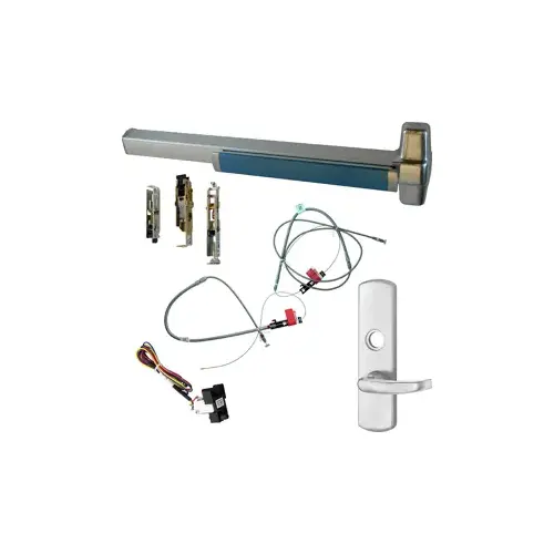 KIT - LD Less Dogging, RX Request to Exit, Heavy Duty Smooth CVC Concealed Vertical Rod Exit Device, 996L-17 Lever Trim (Rim Cylinder Required), Key Locks/Unlocks Trim, RHR Right Hand Reverse/Reversible Handing (Snap Ring Tool Required), 48" x 82"-96" Adjustable, Grade 1, 98 Series, 626/US26D Satin Chrome KIT - LD Less Dogging, RX Request to Exit, Heavy Duty Smooth CVC Concealed Vertical Rod Exit Device, 996L-17 Lever Trim (Rim Cylinder Required), Key Locks/Unlocks Trim, RHR Right Hand Reverse/Reversible Handing (Snap Ring Tool Required), 48" x 82"-96" Adjustable, Grade 1, 98 Series, 626/US26D Satin Chrome